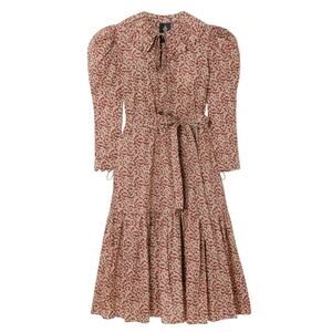 Horror Vacui Elena Scalloped Floral-Print Cotton Midi Dress Size XS